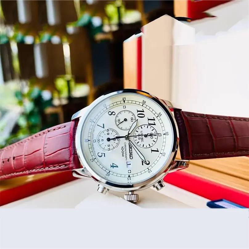 Seiko Chronograph Quartz Beige Dial Men's Watch- SNDC31P1